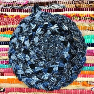 Handmade ~ Recycled upcycled denim jeans trivet hot pad